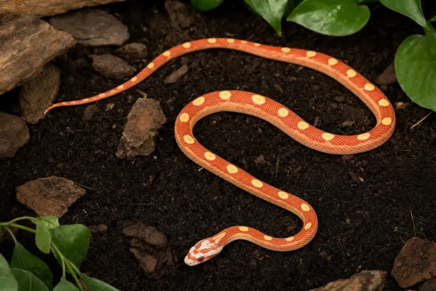 Albino-Motley-Kornnatter, Pantherophis guttatus