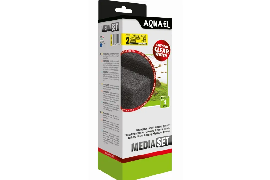 Aquael Filterschwamm Turbo 1000 / 1500 / 2000, Filter-Ersatz, 2 Stück