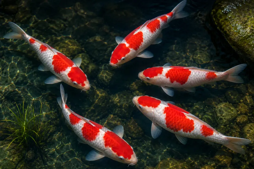 Koi Kohaku (rot-weiß), 7-10 cm, Cyprinus carpio