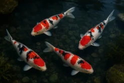 Koi Sanke (weiß-rot-schwarz), 7-10 cm, Cyprinus carpio
