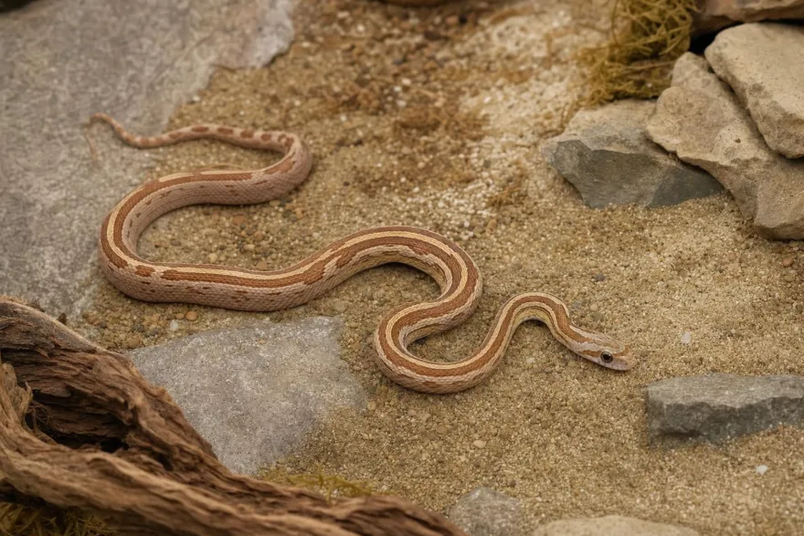 Kornnatter „Auratum Motley Striped“, Pantherophis guttatus