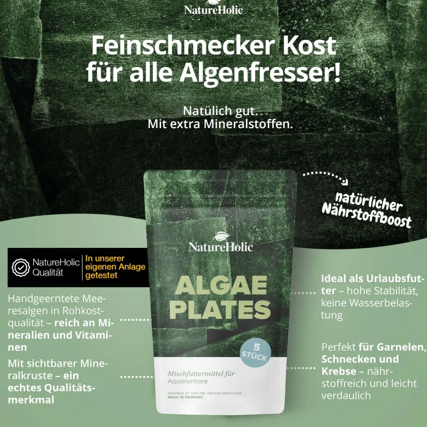 NatureHolic AlgaePlates Algenfutterblätter, 5 Stück
