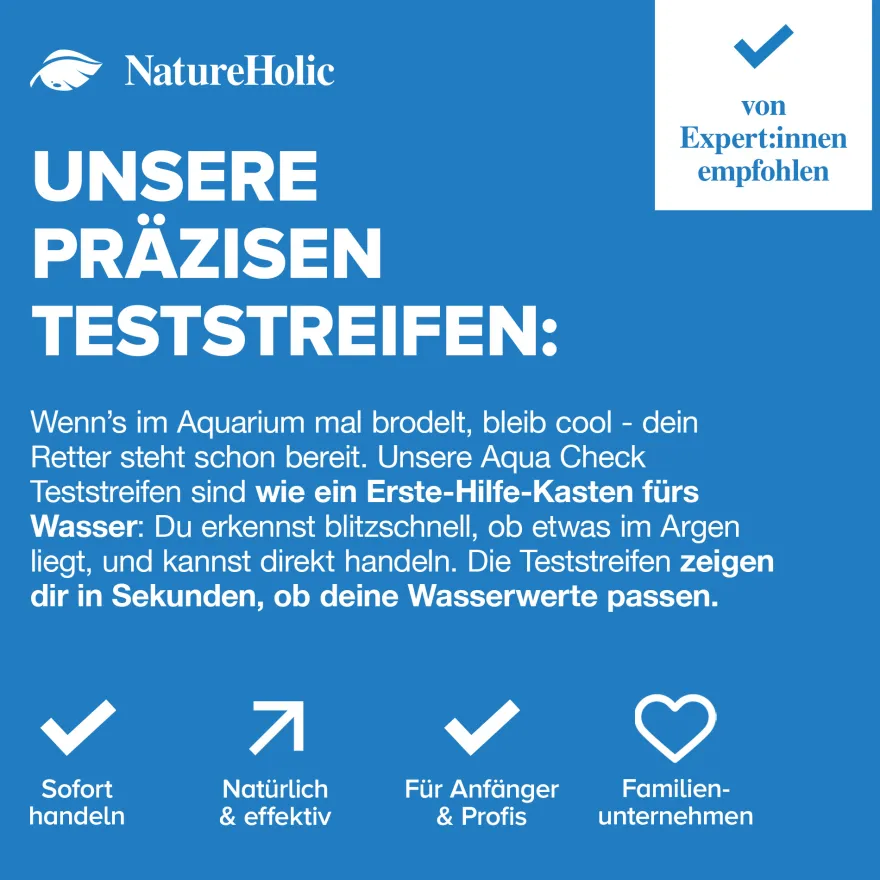 NatureHolic Aqua Check 6-in-1, Wassertest Teststreifen, 50 Stück