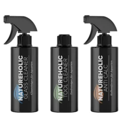 NatureHolic Aquarien Reinigungsset - 1x Kalkreiniger, 1x Glasreiniger & 1x Toolreiniger