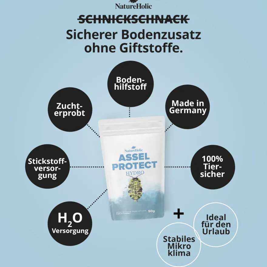 NatureHolic Assel HydroProtect, Wasserspeicher für Asselterrarien, 50 g