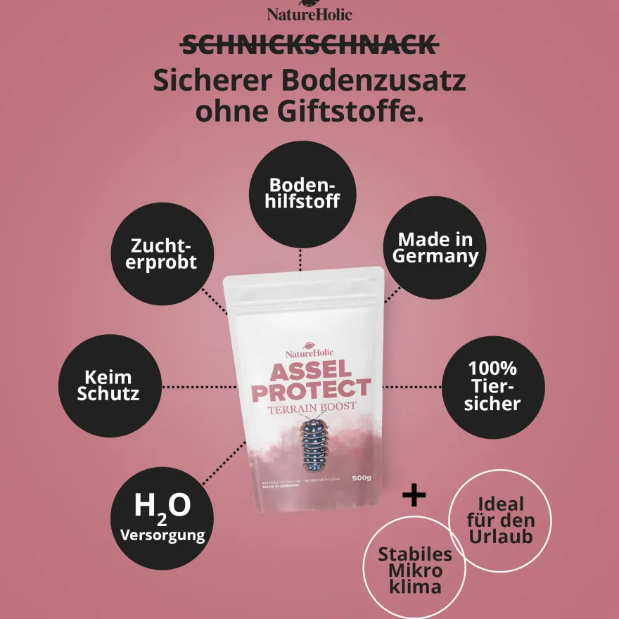 NatureHolic Assel Protect TerrainBoost, Bodenverbesserung im Asselterrarium, 500 g
