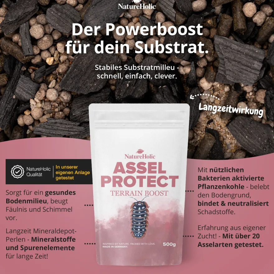 NatureHolic Assel Protect TerrainBoost, Bodenverbesserung im Asselterrarium, 500 g
