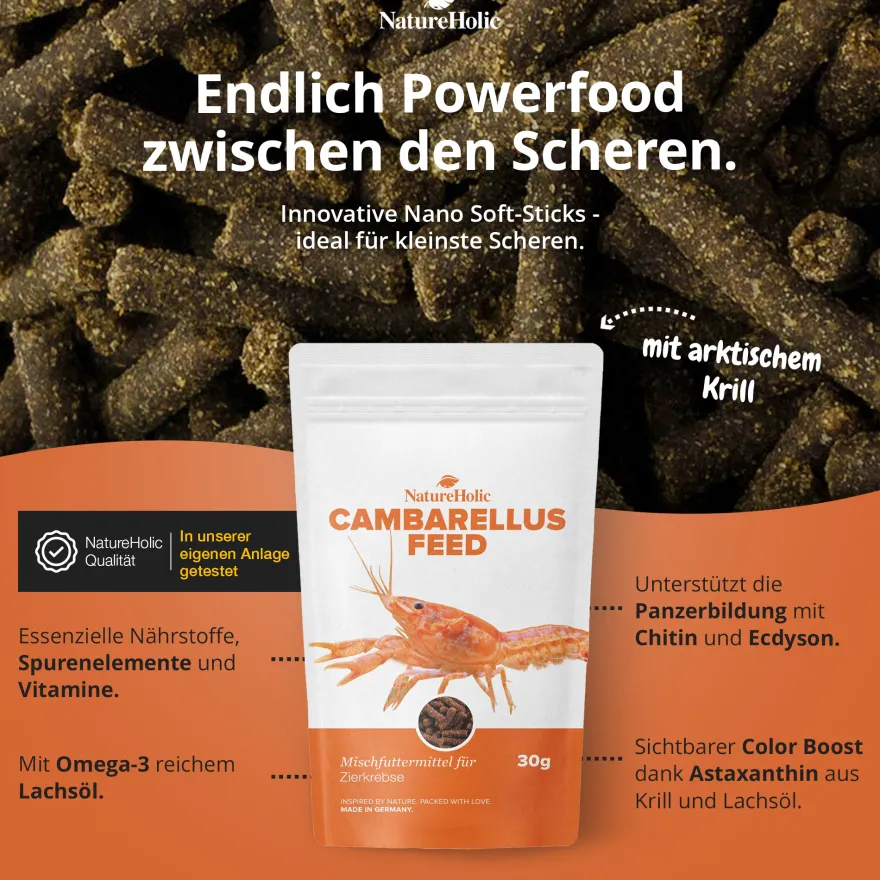 NatureHolic Cambarellusfeed, CPO und Zwergkrebsfutter, 30 g