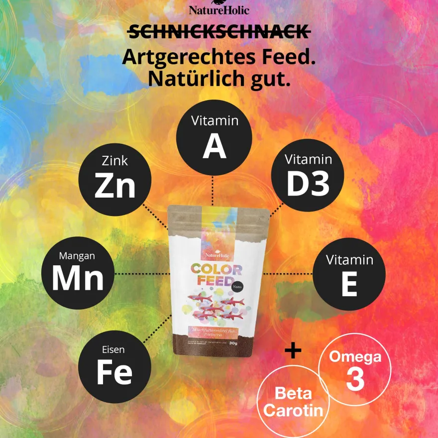 NatureHolic Color Feed, Nanofischfutter zur Farbverstärkung, 30 g