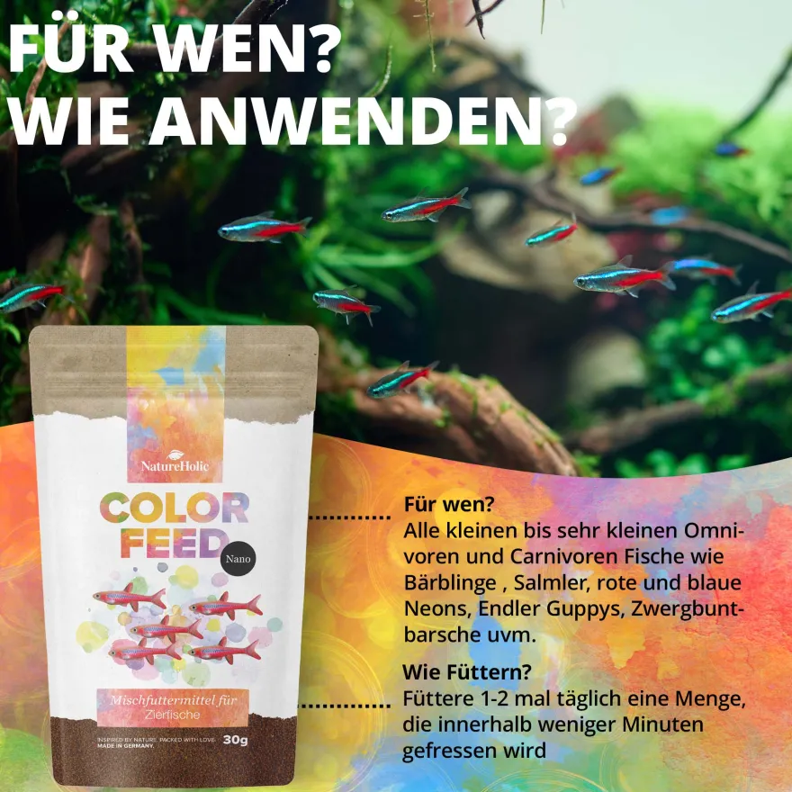 NatureHolic Color Feed, Nanofischfutter zur Farbverstärkung, 30 g