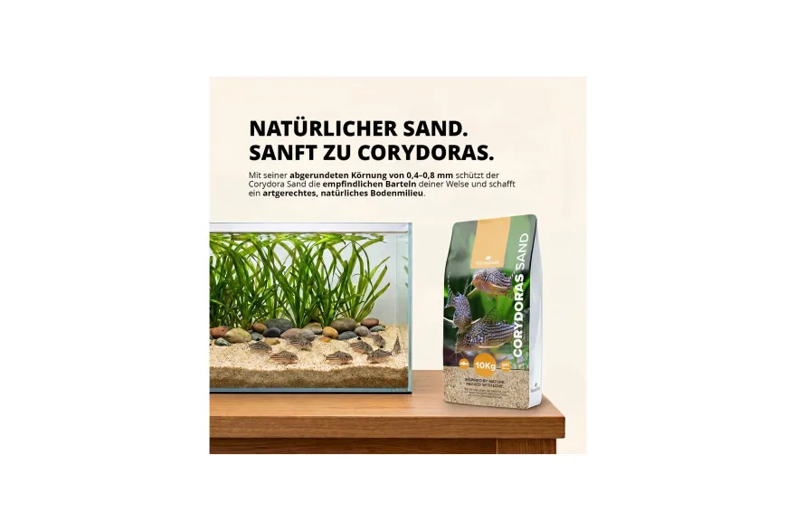 NatureHolic Corydoras Sand – Spezialbodengrund für Panzerwelse – 10 kg