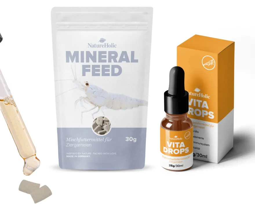 NatureHolic Garnelenfutter Set, Mineralfeed & Vita Drops, Mineral-& Vitaminversorgung