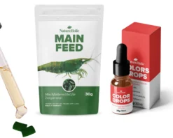 NatureHolic Garnelenfutter Set - Mainfeed & Color Drops, Hauptfutter & Farbstärkung