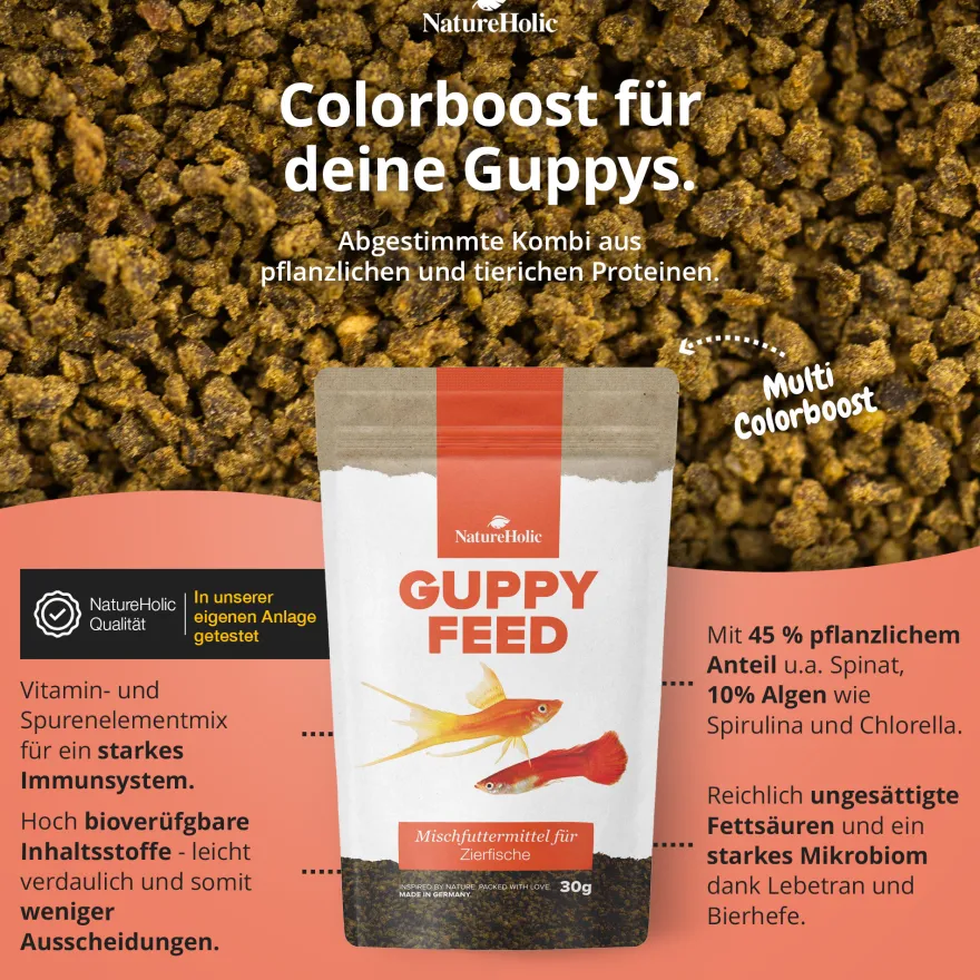 NatureHolic Guppyfeed, Futter für Guppy, 30 g