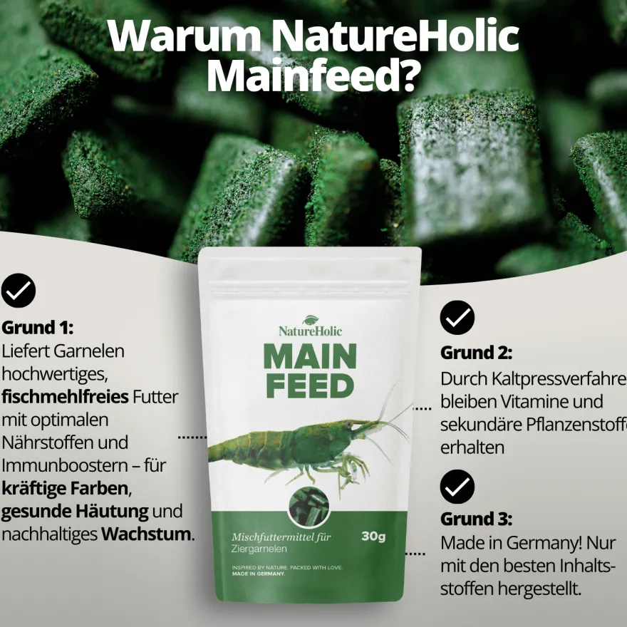 NatureHolic Mainfeed, Garnelen Futter, 30 g