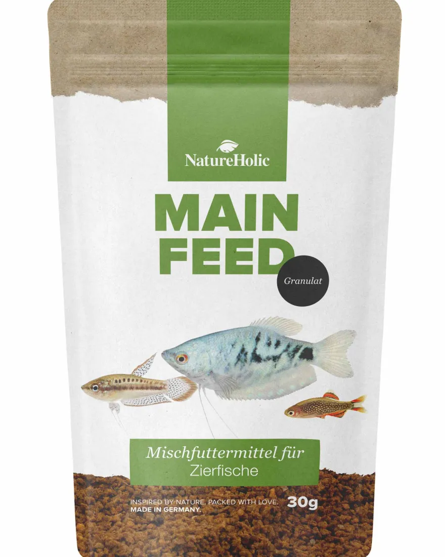 NatureHolic Mainfeed Granulat, Zierfisch Hauptfutter, 30 g