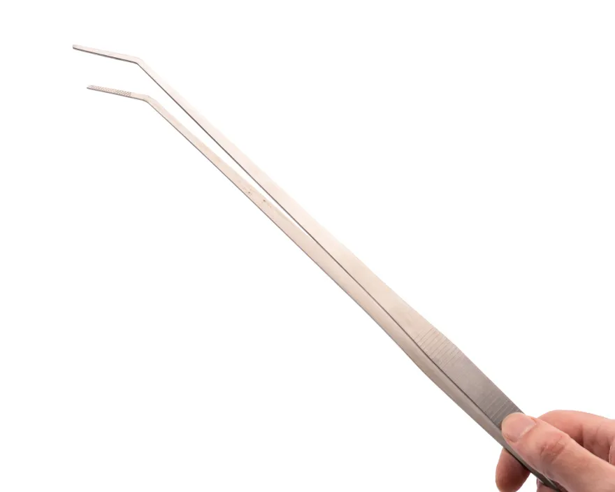 NatureHolic Scaping Tweezers curved silver, gebogene Pflanzenpinzette, 48 cm