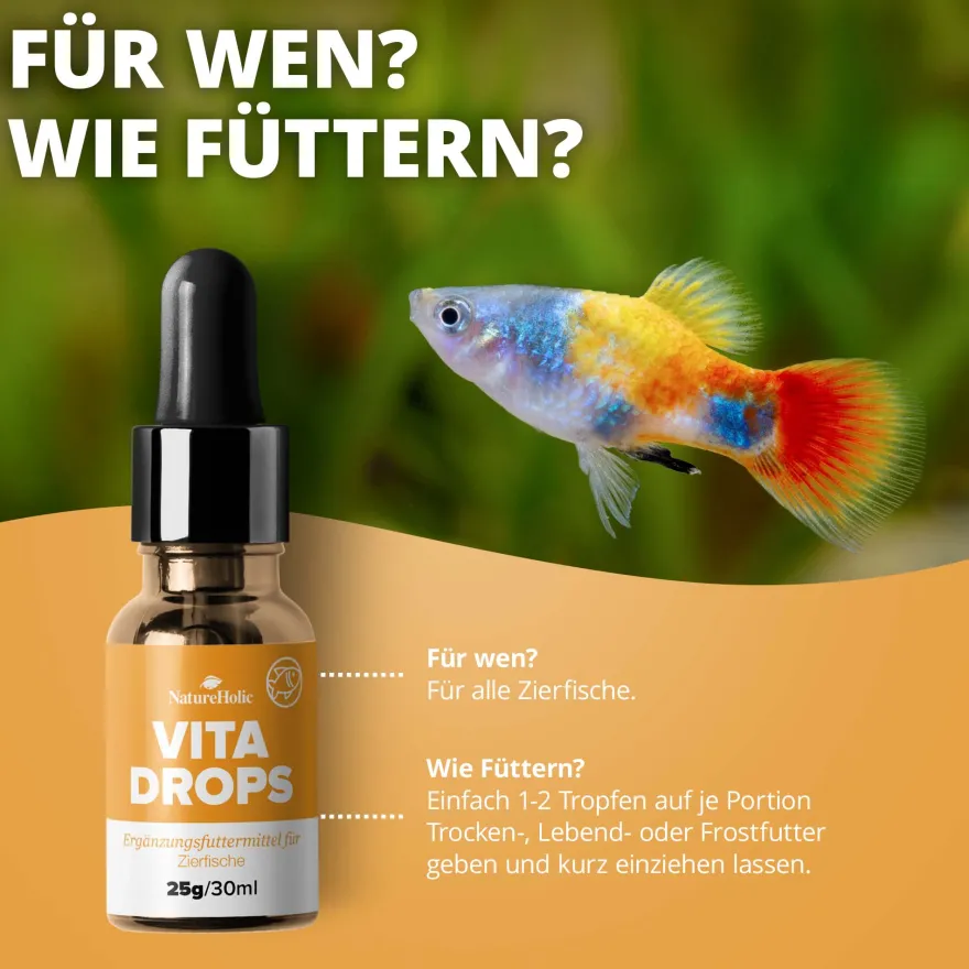 NatureHolic Vita Drops Fish, Fischfutter Zusatz für mehr Vitalität, 30 ml