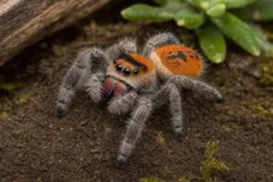 Rot-orange Königsspringspinne, Phidippus regius