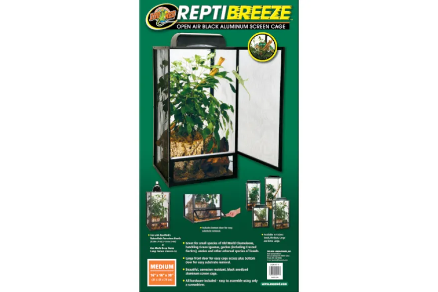 Zoomed ReptiBreeze Alum Screen Cage, Terrarium, 40x40x76 cm